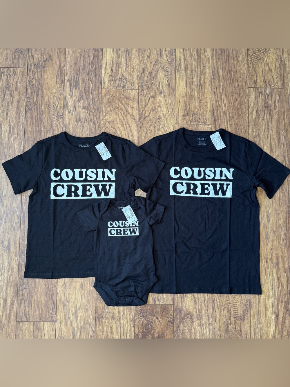 The Children's Place Black Unisex "Cousin Crew" Tee & Bodysuit Set